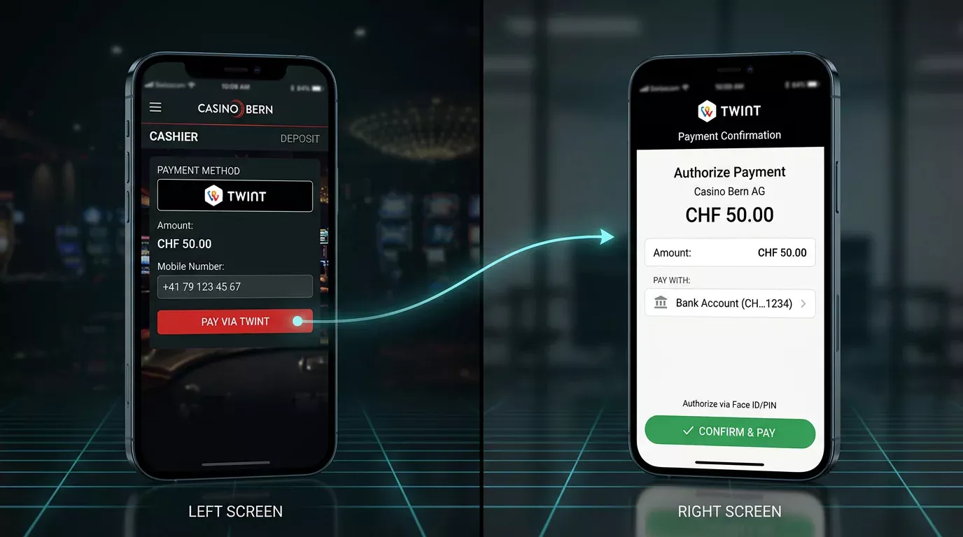 TWINT App-to-App-Redirect beim Casino-Einzahlungsprozess auf einem Schweizer Smartphone