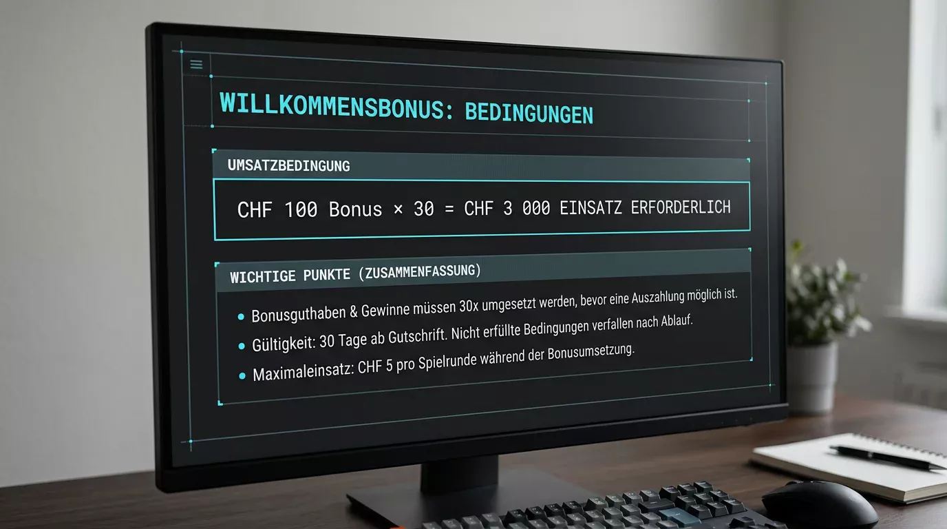 Analyse der Wagering-Bedingungen bei einem Schweizer Online-Casino-Bonus mit TWINT-Einzahlung