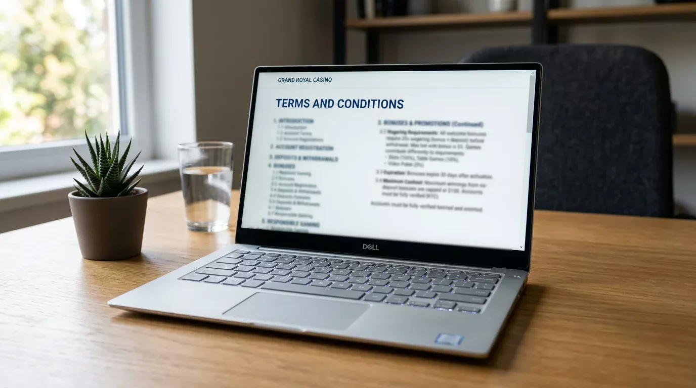 Transparente Casino-Konditionen auf einem Laptop