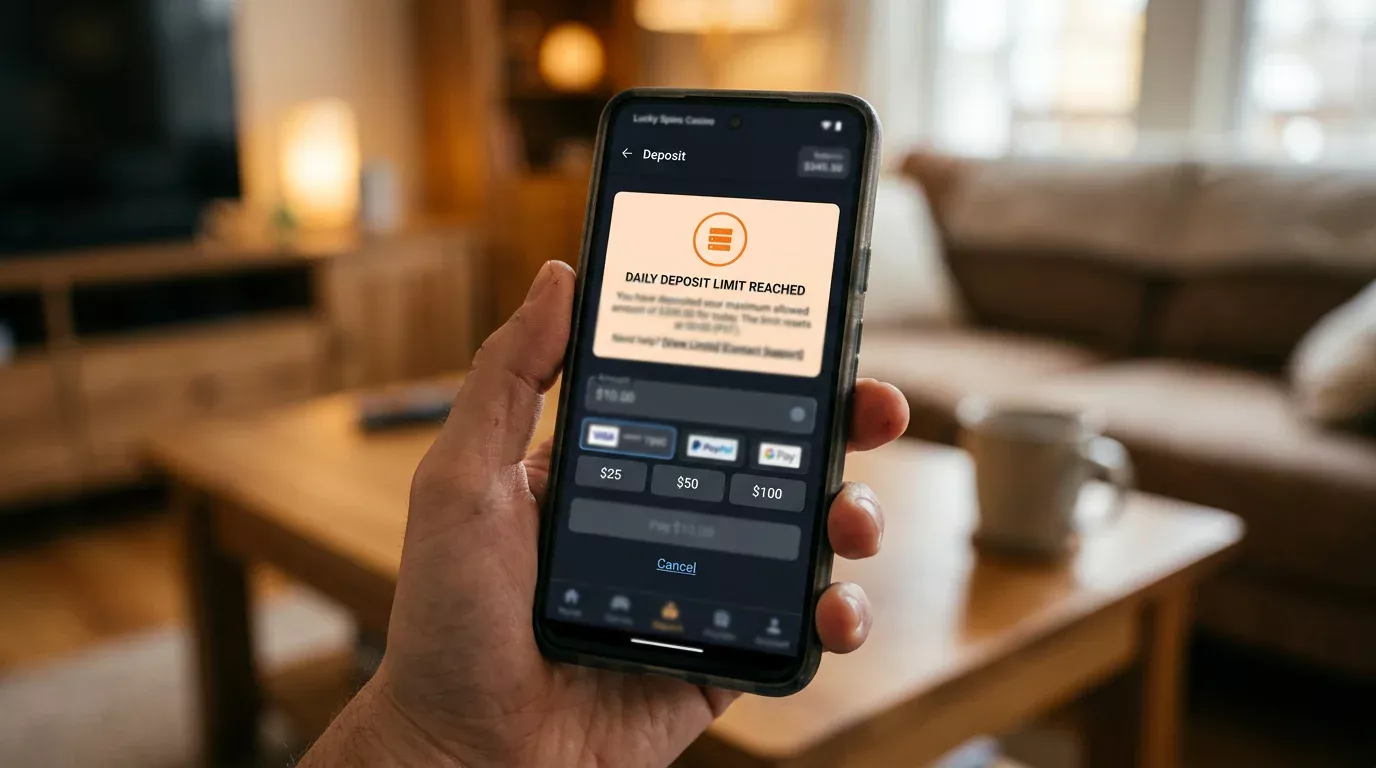 Casino-App zeigt erreichtes Tageslimit
