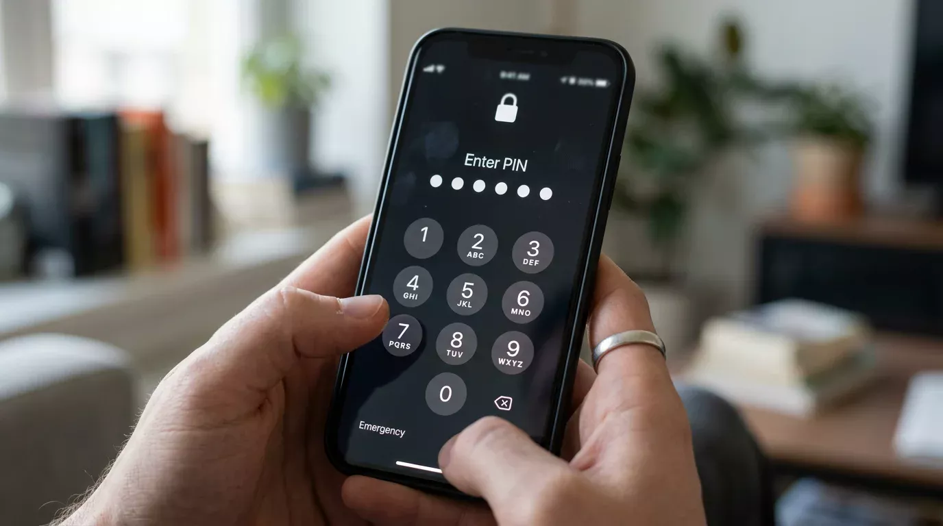 Fünfstelliger PIN-Eingabebildschirm auf einem Smartphone