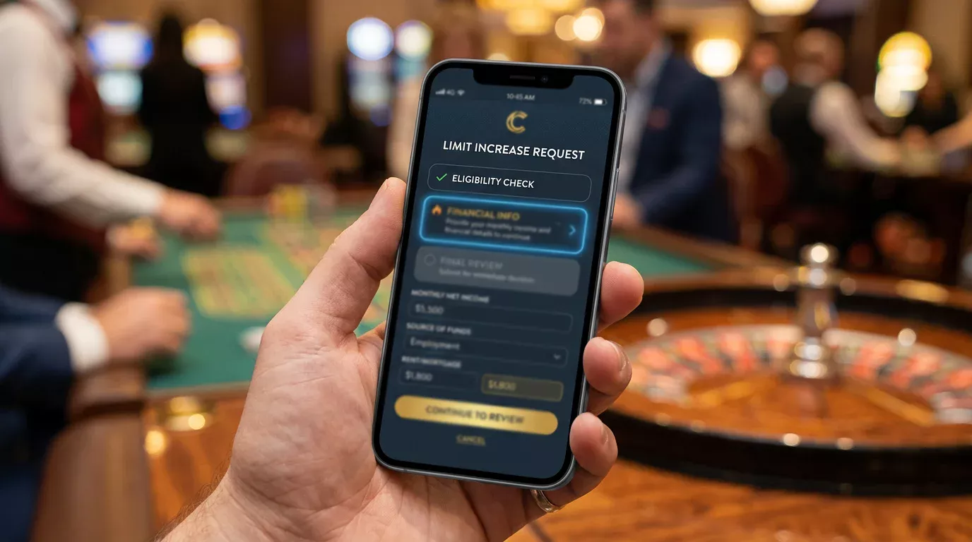 Schrittanzeige für Limit-Änderung im Casino-Account