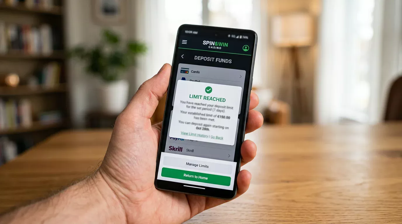 Casino-App zeigt Fehlermeldung bei erreichtem Limit