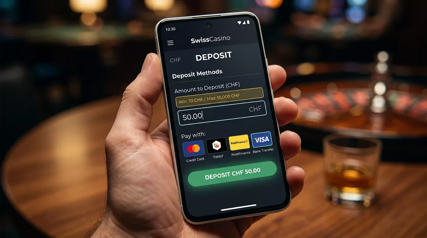 CHF-10-Mindesteinzahlung in einer Casino-App