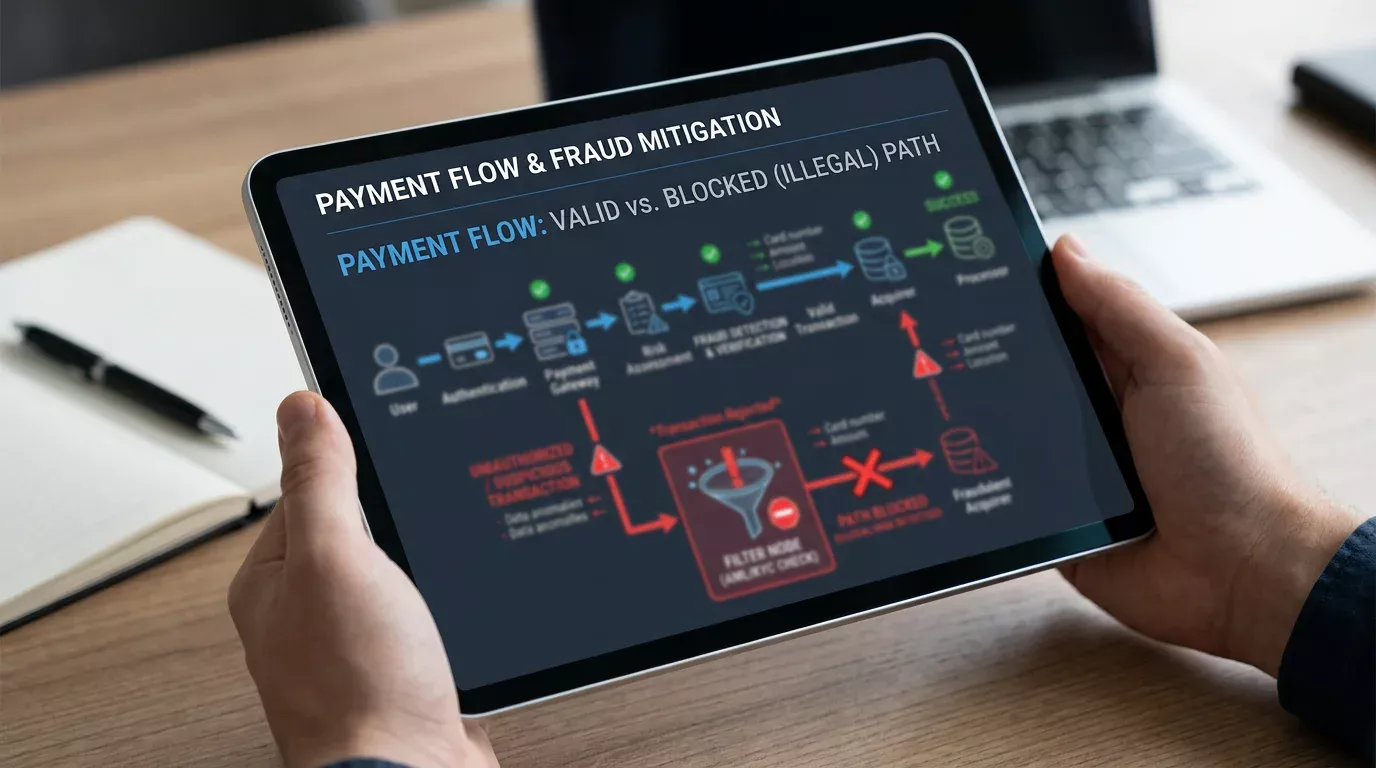Technisches Diagramm der Zahlungsblockierung