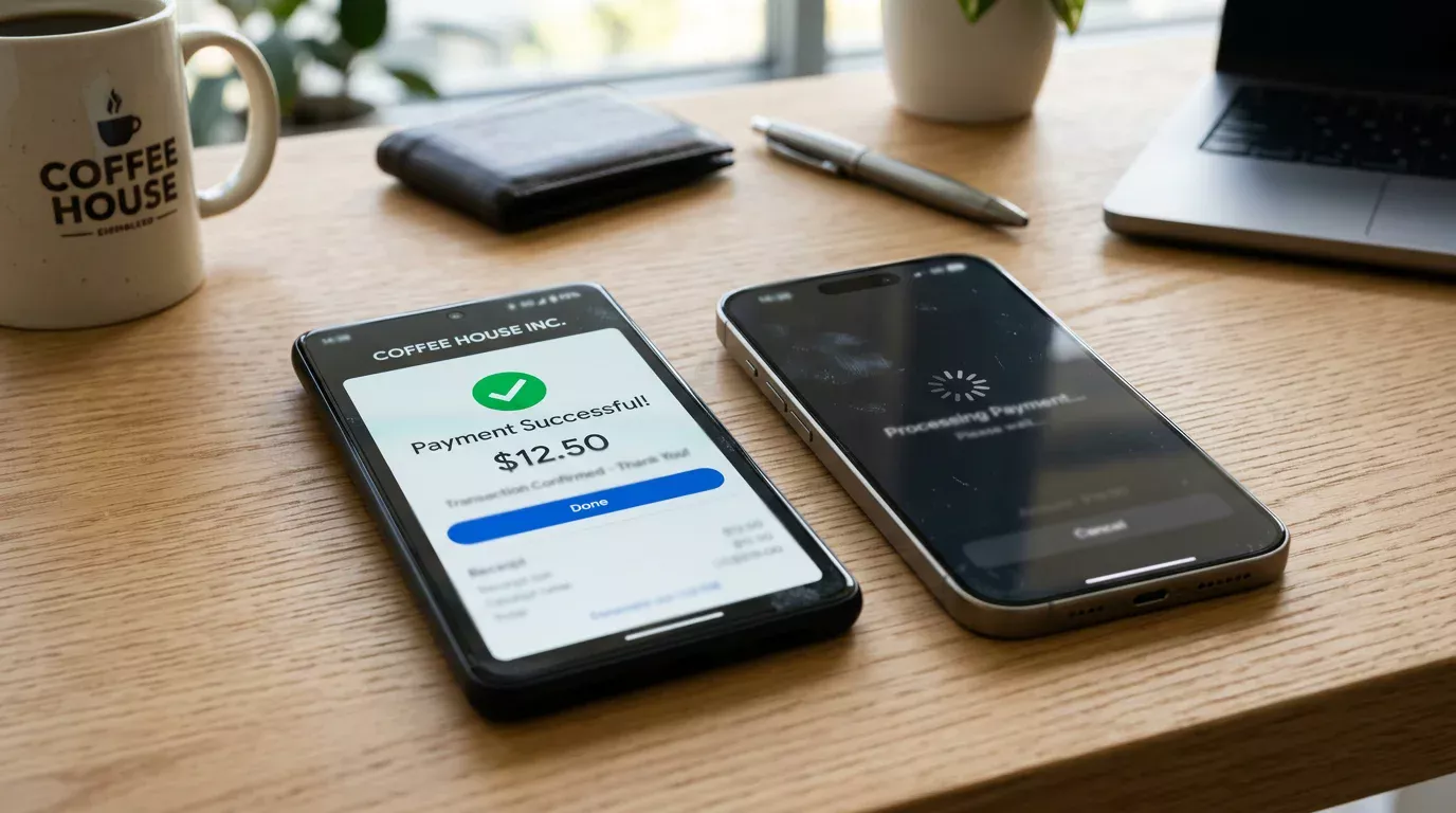 Vergleich Zahlungsgeschwindigkeit auf zwei Smartphones