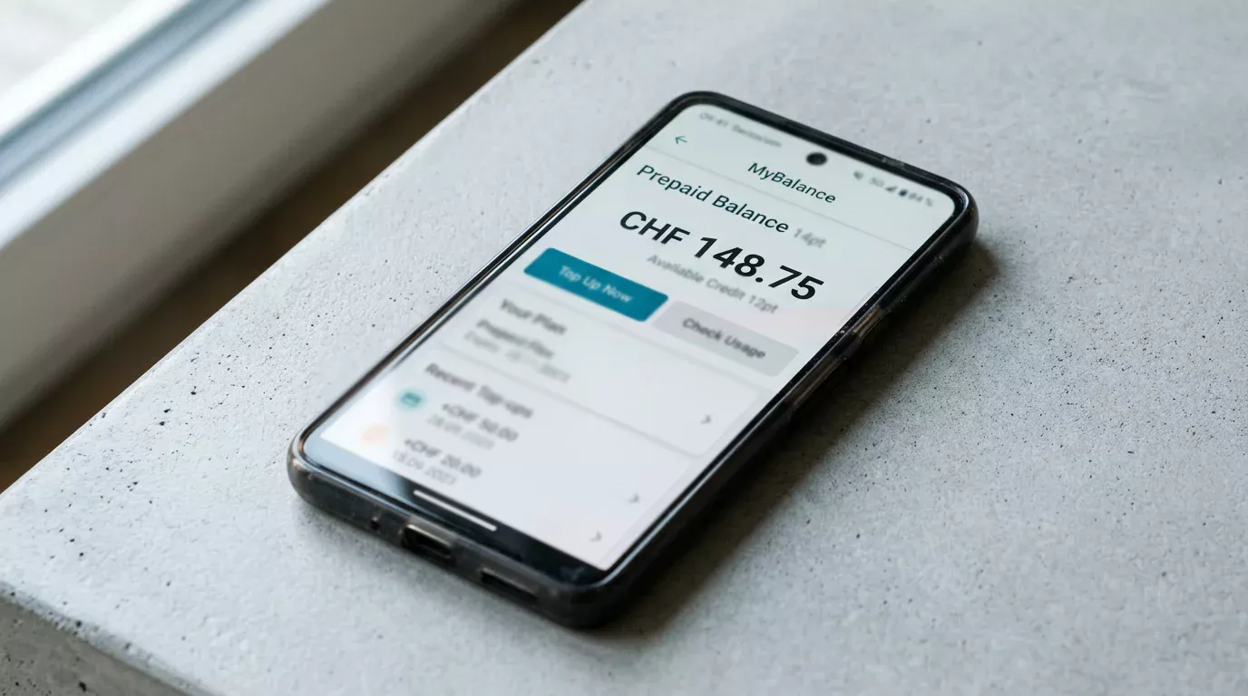 Digitales Prepaid-Guthaben auf einem Smartphone-Display
