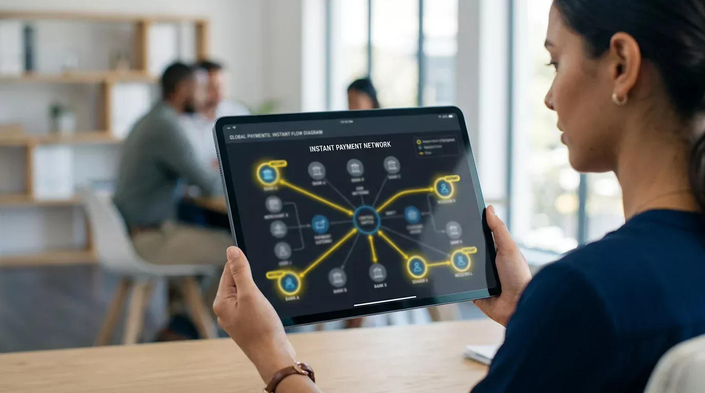 Konzeptdiagramm der Real-Time-Payment-Infrastruktur