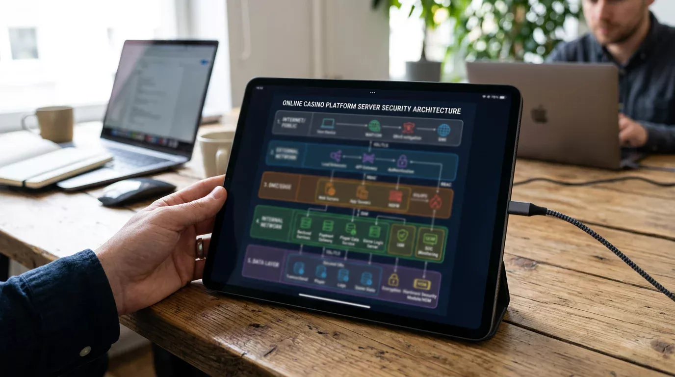 Server-Sicherheitsdiagramm für einen Online-Casino-Betrieb