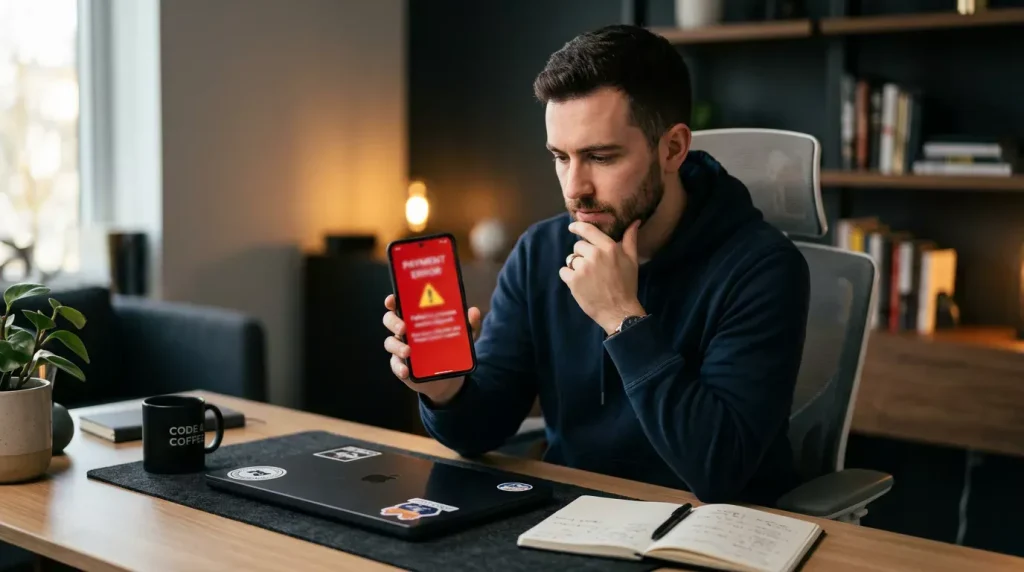 Smartphone zeigt Fehlermeldung bei TWINT-Casino-Einzahlung