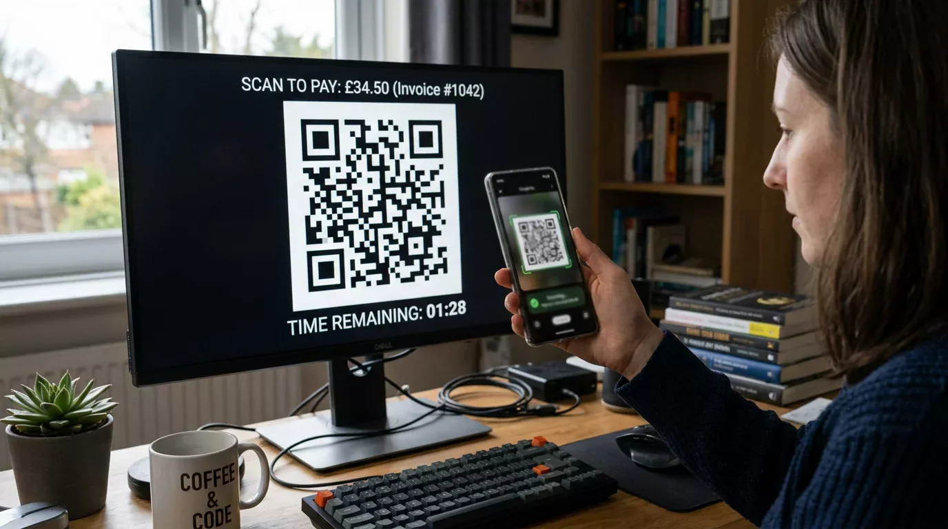 TWINT-QR-Code am Desktop-Computer scannen mit Smartphone – Casino-Einzahlung
