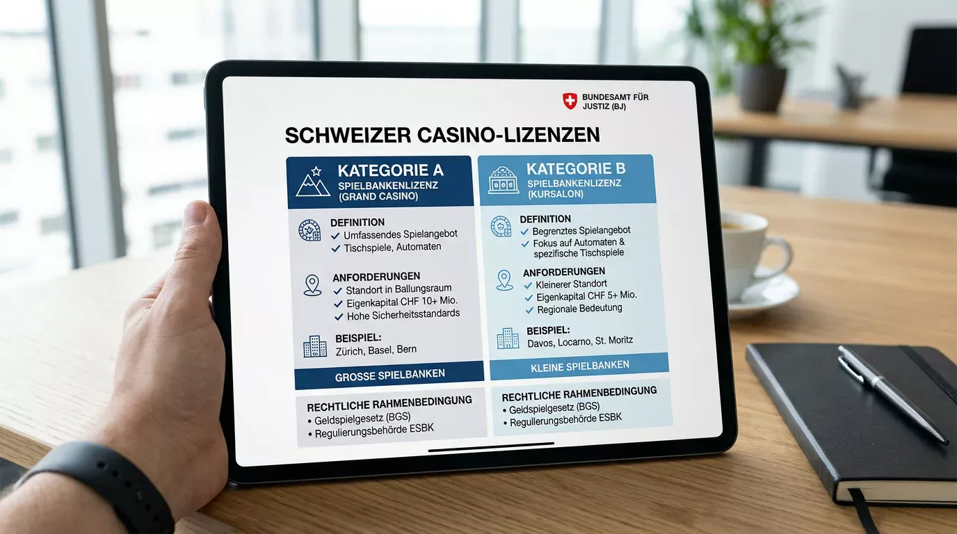Zwei Konzessionstypen A und B auf einem Tablet-Bildschirm