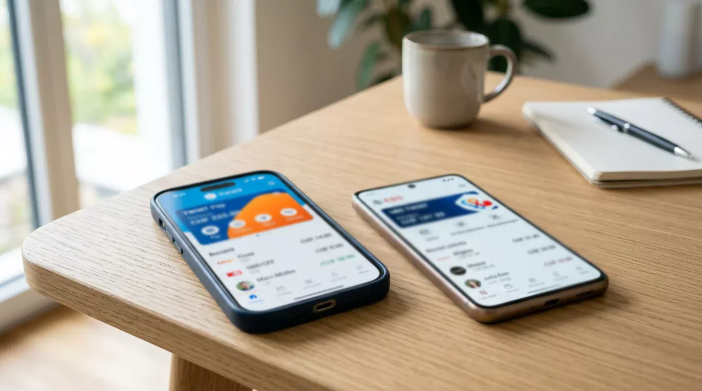 Zwei Smartphones mit verschiedenen Schweizer Zahlungs-Apps