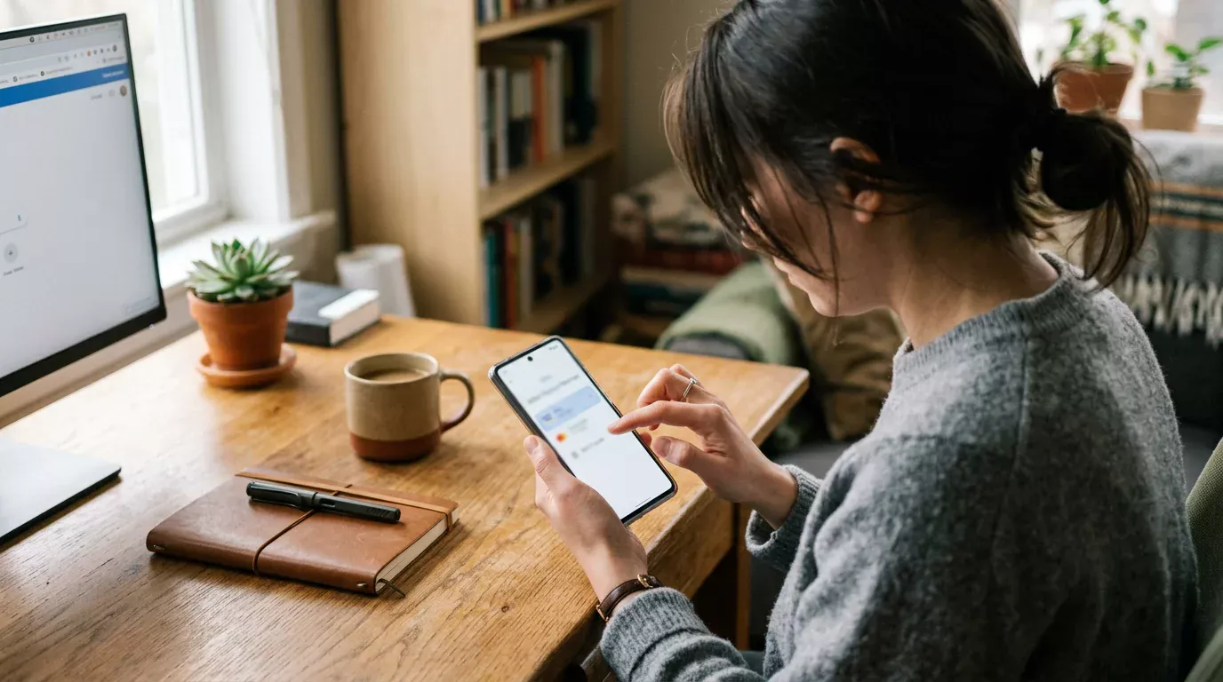 Person wählt eine mobile Zahlungsmethode auf dem Smartphone