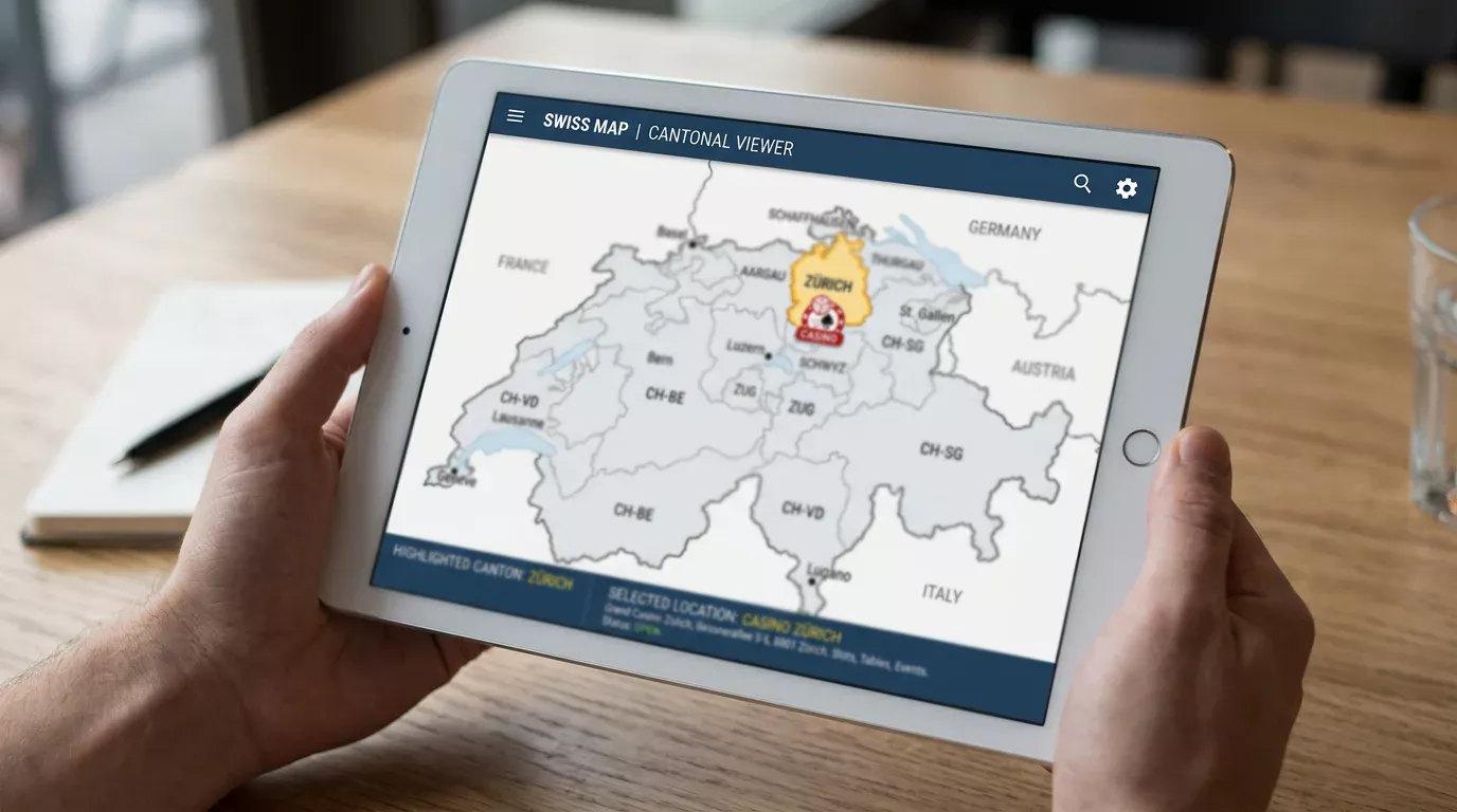 Einzelne Konzessionszone auf einer Schweizer Kantonskarte